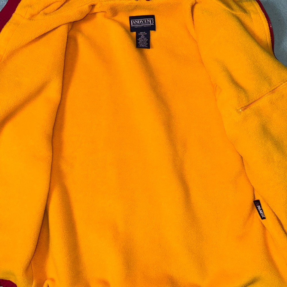 Men's Lands' End Squall Jacket Fleece XL 46-48 Red Blue Nylon USA Vintage - Picture 9 of 9